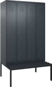 C+P Spind Classic PLUS Garderobenschrank mit Sitzbank, 4 Abteile, Schwarzgrau, B/T/H: 212 x 120 x 81,5 cm - Bild 1