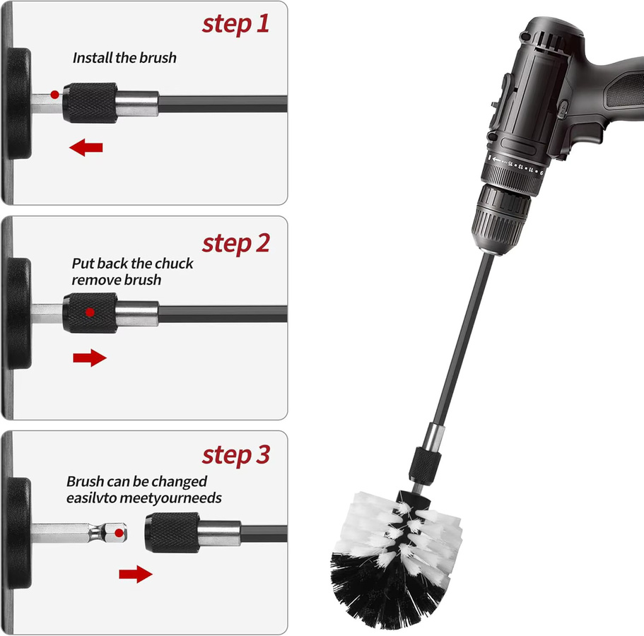 VIBRATITE Bürstenaufsatz-Set Power Scrubber mit Verlängerung zur Reinigung von Teppichen, Küche und Badezimmer, 1/3 Stück - Bild 4