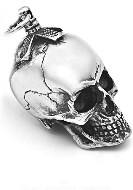 YIRAN Jewelry Anhänger Halskette, Totenkopf, Edelstahl, Weiß, Herren - Bild 1
