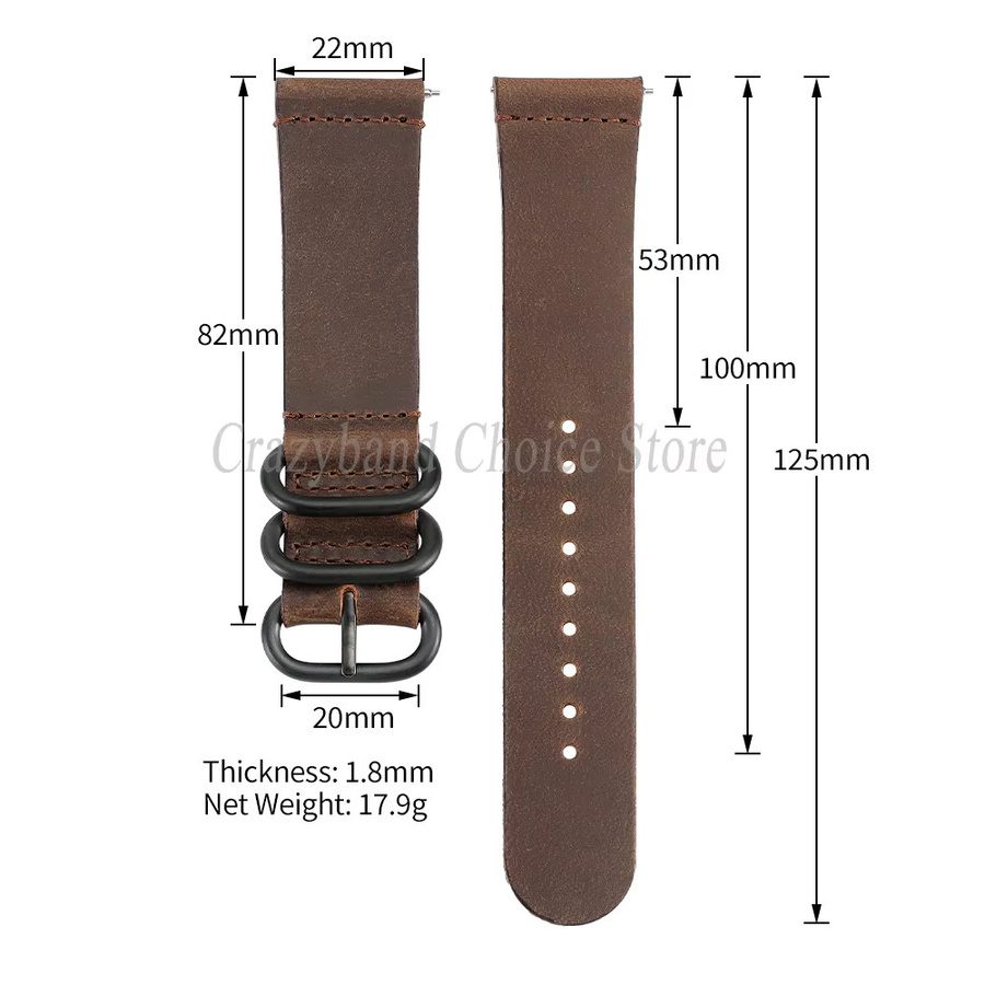 Uhrenarmband Leder, Retro, 20/22mm, Unisex - Bild 4