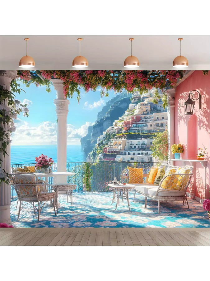 Sitano Terrassen-Hintergrundbanner aus Textil in Mehrfarbig, Rechteckig, B/H: 100 x 150 cm - Bild 4