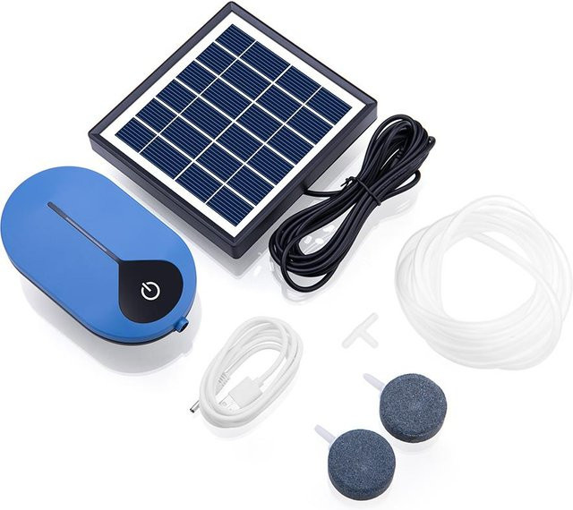 Wosawe Solar-Luftpumpe-Kit USB tragbarer Teichbelüfter mit Schlauch und Luftstein für Fischbecken und Garten - Bild 1