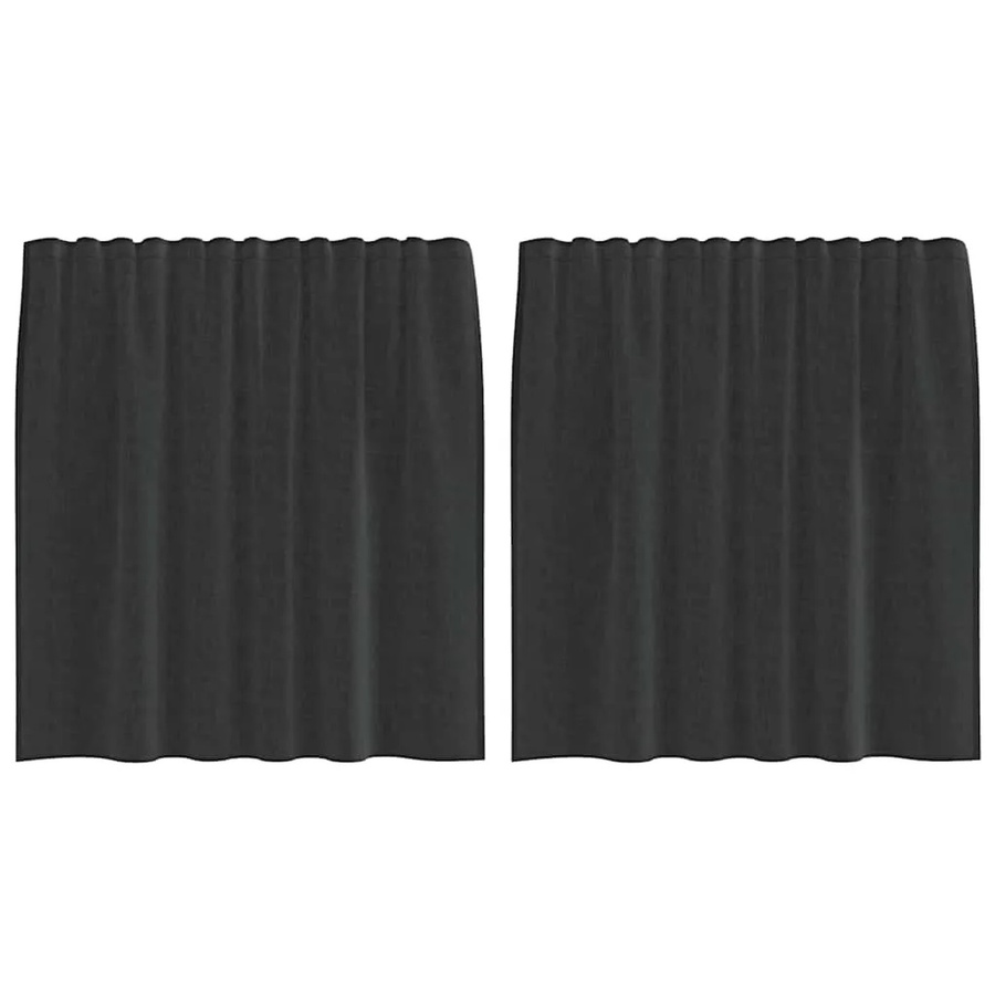 vidaXL Voile Vorhänge mit Lasche, 2er-Set, Schwarz, semi-transparent, Breite: 140 cm, Höhe: 140 cm - Bild 2