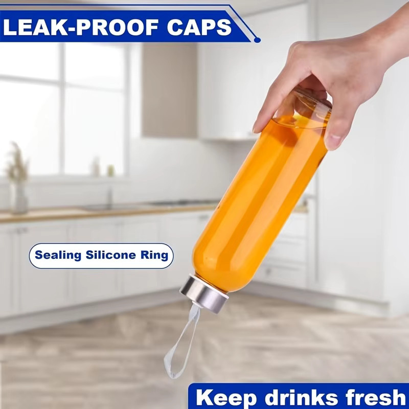 KEMORELA Glas-Sportwasserflasche mit Tragegurt und Reinigungsbürste, transparent, mit Schraubverschluss - Bild 2