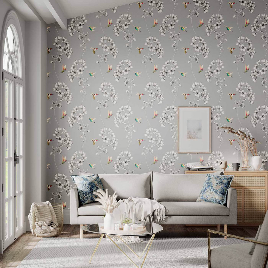 Harlequin Tapete Amazilia in French Grey/Stone mit floralem und botanischem Vintage-Design - Bild 1