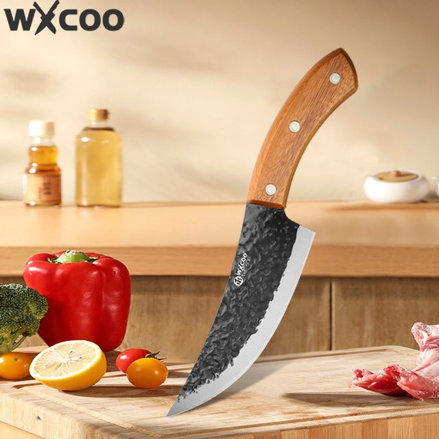 WXCOO Handgeschmiedetes Kochmesser mit ergonomischem Holzgriff in Braun - Bild 1