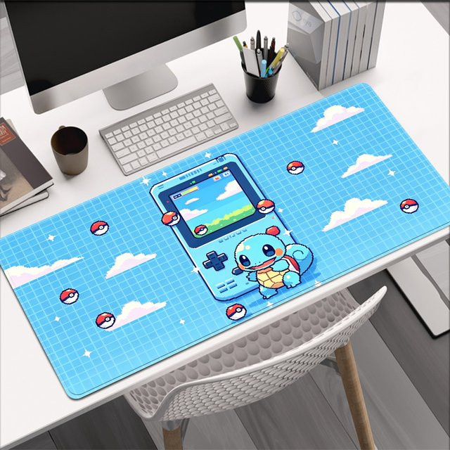Potdemiel Mauspad Pokemon Squirtle Anime Schreibtischunterlage Blau B: 60 cm, T: 35 cm - Bild 1