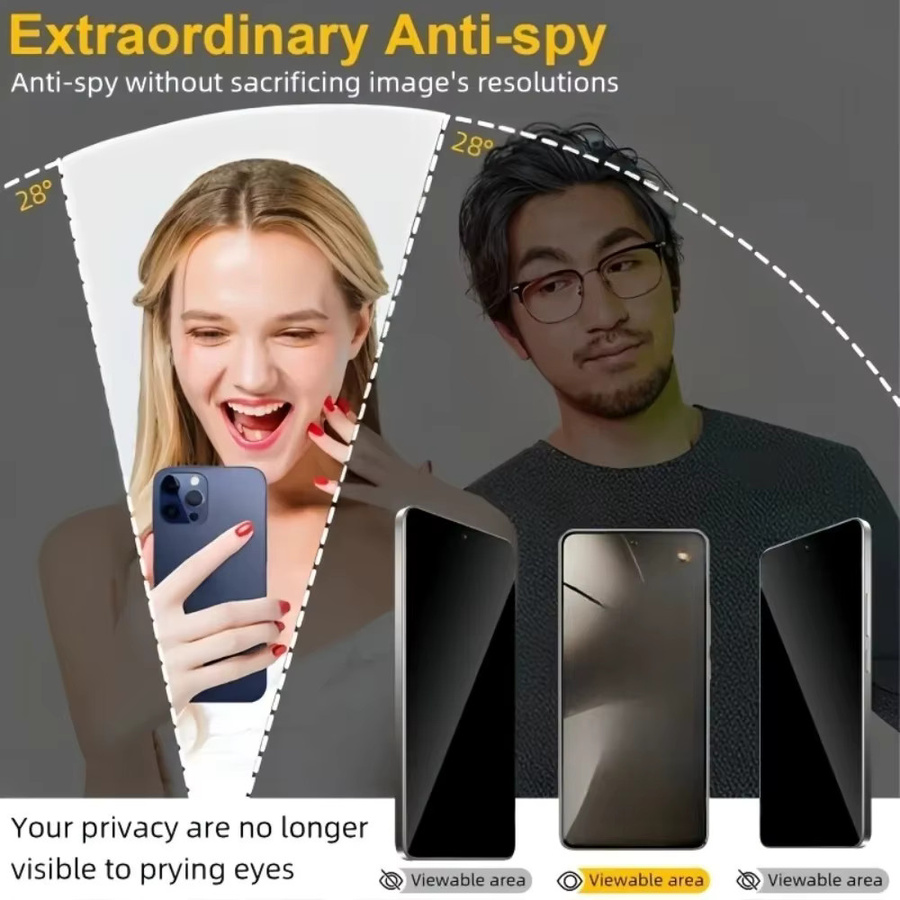 5 Stück Blickschutz-Vollbildschirmschutz aus gehärtetem Glas mit 9H Härtegrad für Samsung Galaxy S25, transparent - Bild 4