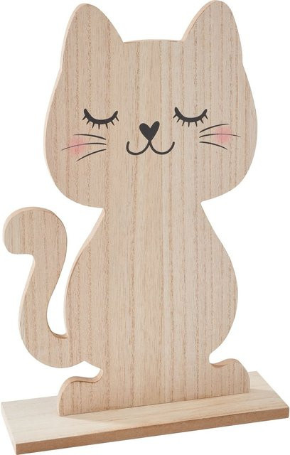 VBS Holz-Figur Katze in Beige, Höhe: 32,5 cm - Bild 1