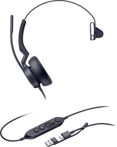 Yealink UH46 Mono Teams On-Ear Headset mit USB-C und USB-A Anschluss in Schwarz - Bild 1