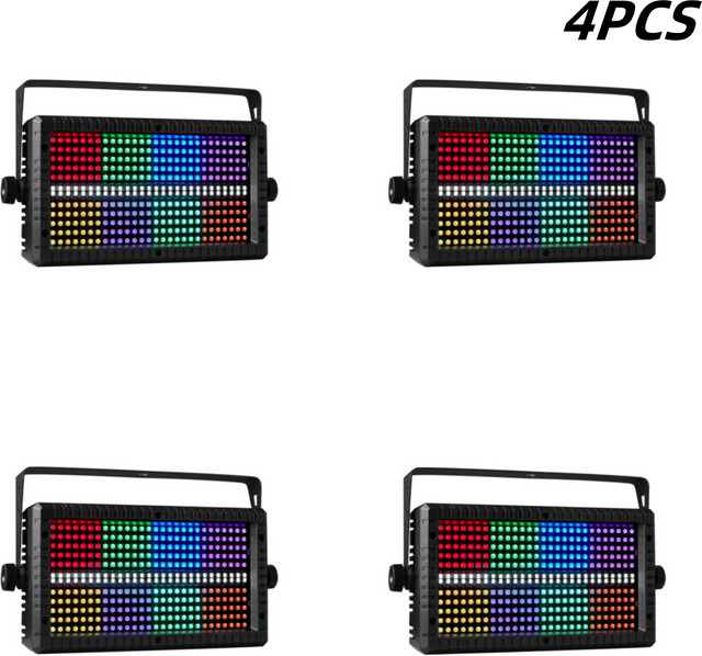 HYULIGHTS 4er Set Mini LED RGBW 4in1 Bar mit 8 Partitionen, 60W Strobe und Wash Effekt, 8000K Weiß, DMX Bühnenbeleuchtung - Bild 1