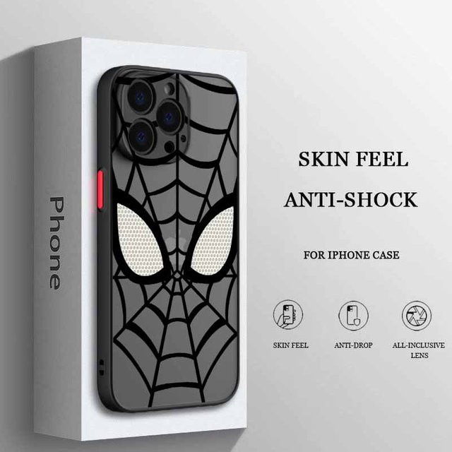 Spider-Man und Iron Man Logo Handyhülle von CozyHomeDecor für iPhone, matt und durchscheinend, Schwarz oder Transparent - Bild 1