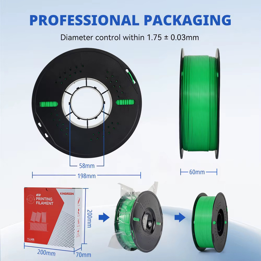 KINGROON PETG PLA 3D-Drucker Filament 1,75mm, 5kg, Multicolour, Hochfestes Kunststoff-Material für FDM 3D-Drucker - Bild 5