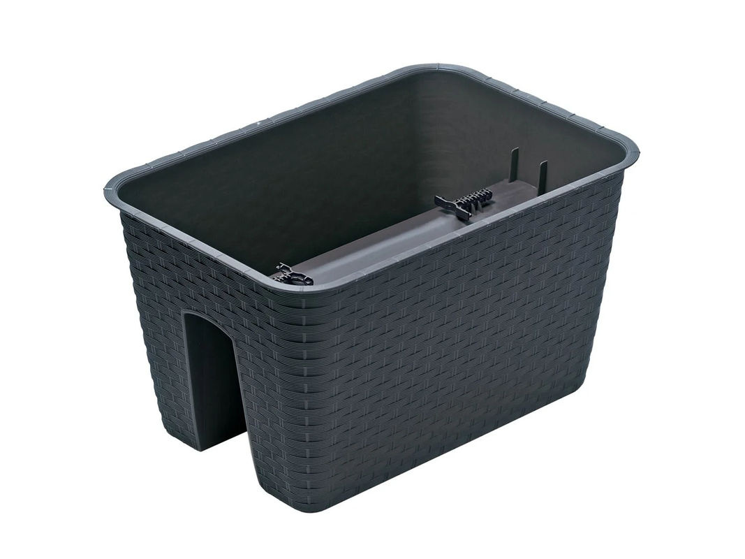 PROSPERPLAST Geländertopf Ratolla Railing 3er Set in Anthrazit, Rechteckig mit Rattangeflecht-Optik, B/T/H: 39,6 x 27,2 x 22,5 cm - Bild 2