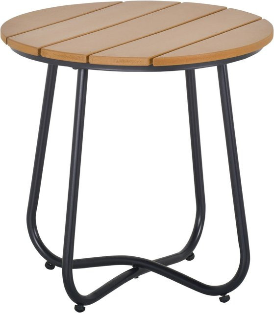 Outsunny Gartentisch rund aus Stahl und Kunststoff in Braun, B/T/H: 49 x 49 x 48 cm - Bild 1
