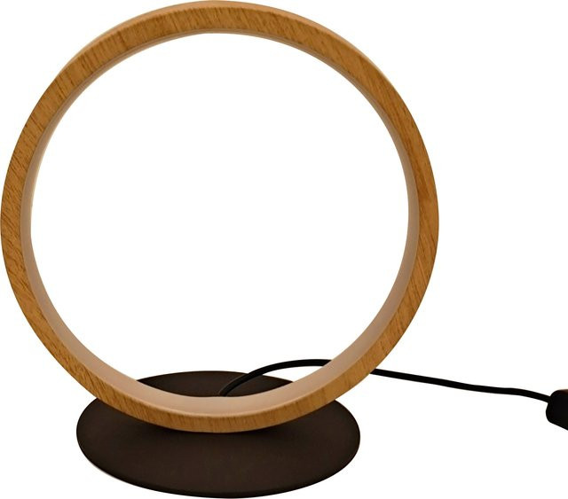 Tischleuchte KASHIBA ECO-LIGHT in Schwarz mit LED und Ringdesign aus Metall und Holz - Bild 1