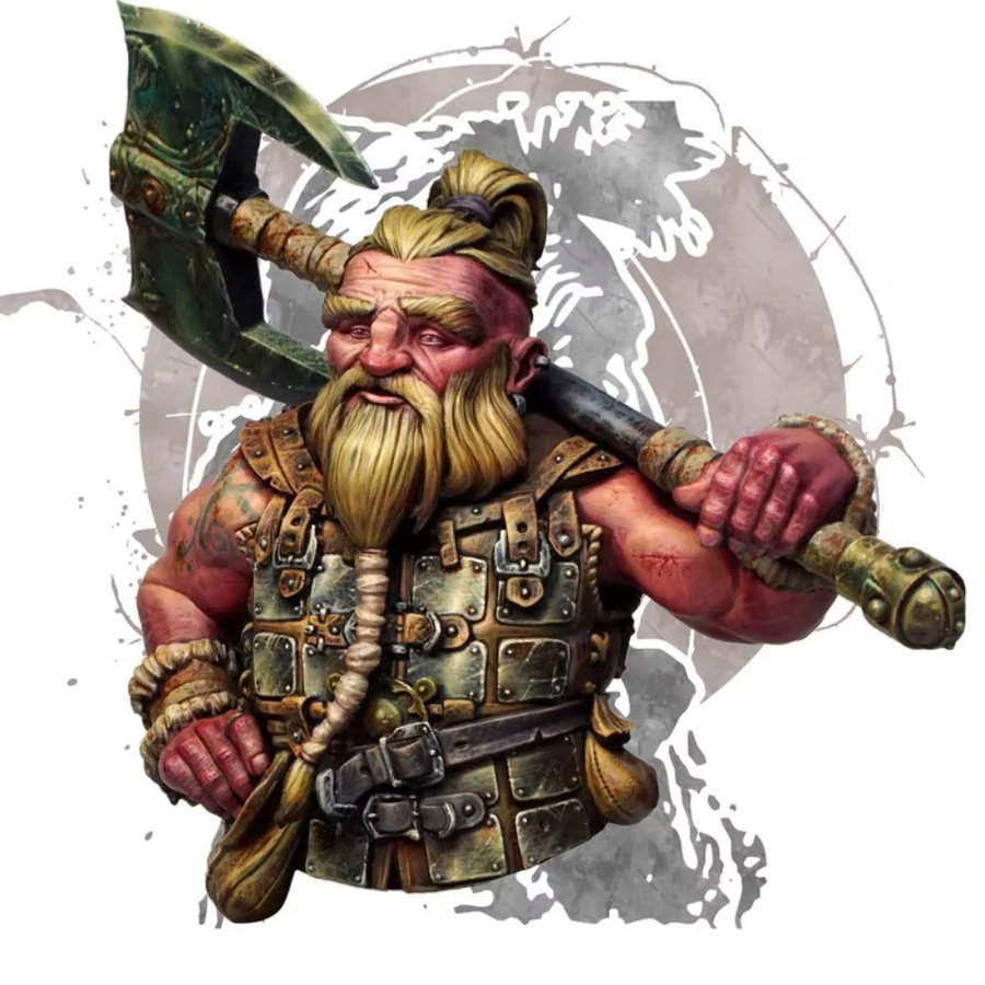 GK Resin-Soldatenmodell Halbfigur Zwergaxt, unmontierter und unbemalter Bausatz, 1/12 - Bild 2