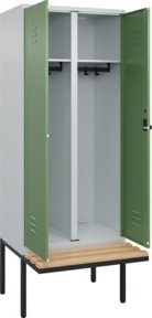 C+P Spind Classic PLUS Schwarz-Weiß mit Sitzbank, 2 Abteile, Buche-Hartholz, B/T/H: 212 x 80 x 81,5 cm - Bild 1