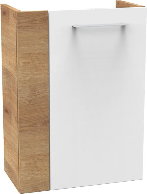 Fackelmann Waschbeckenunterschrank SBC Gäste Bad, Asteiche-weiß Hochglanz, B/H/T: 44 x 60 x 24,3 cm - Bild 1