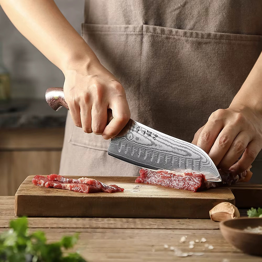 HEZHEN Santoku Messer aus 67 Schichten Damaststahl mit Micarta Griff, 18,6 cm - Bild 3