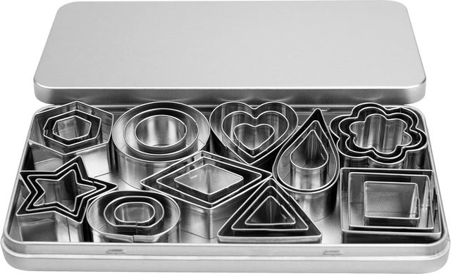 FEB.WIND Mehrteiliges Set geometrischer Ausstechformen aus Edelstahl in Silber zum Backen und Obstschneiden - Bild 1
