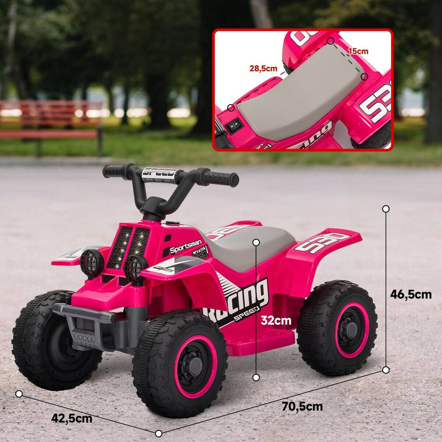 AIYAPLAY Elektro-Quad Kinderquad mit LED und Hupe Rosa Metall 1,5-3 Jahre - Bild 4