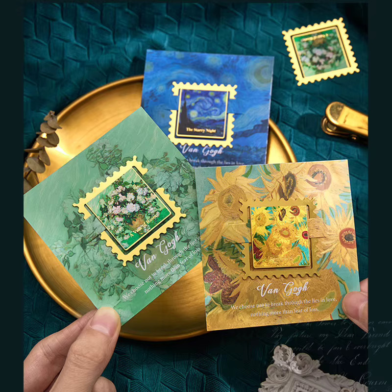 KOQZM Vintage Van Gogh Gemälde Lesezeichen aus goldenem Metall mit gewelltem Rand - Bild 3