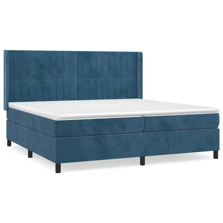 vidaXL Boxspringbett mit Matratze Dunkelblau Samt B/T/H: 200 x 200 x 128 cm - Bild 2