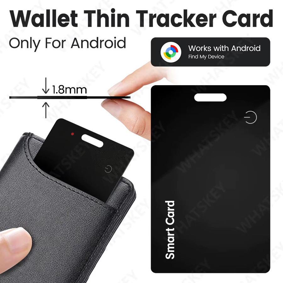 Peocke Drahtlose Lade Brieftasche Tracker Karte in Schwarz als dünner GPS Locator Smart Tag für Google Find My Device, Xiaomi und Samsung Handys - Bild 5