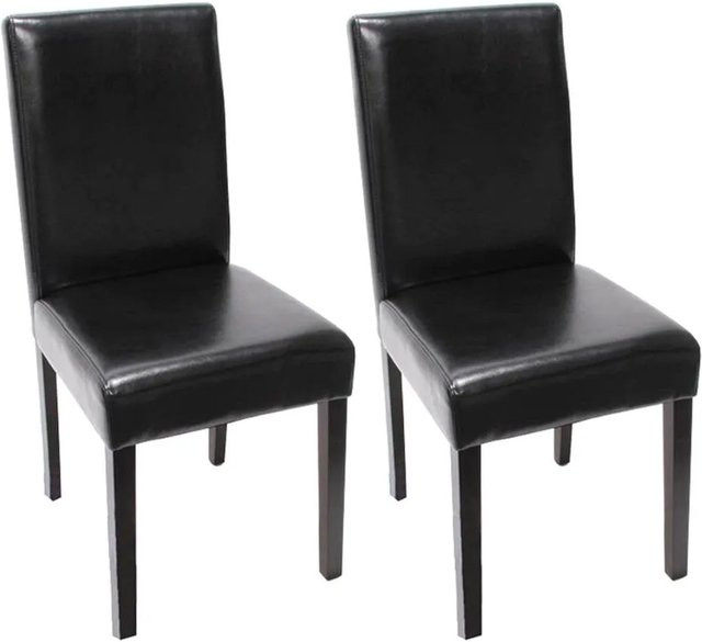 MCW Esszimmerstuhl Littau 2er-Set aus Leder in Schwarz mit dunklen Beinen - Bild 2