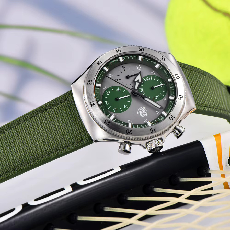 Rollstimi Armbanduhr, Quarz, Edelstahl, Leder, Saphirglas, Herren - Bild 3