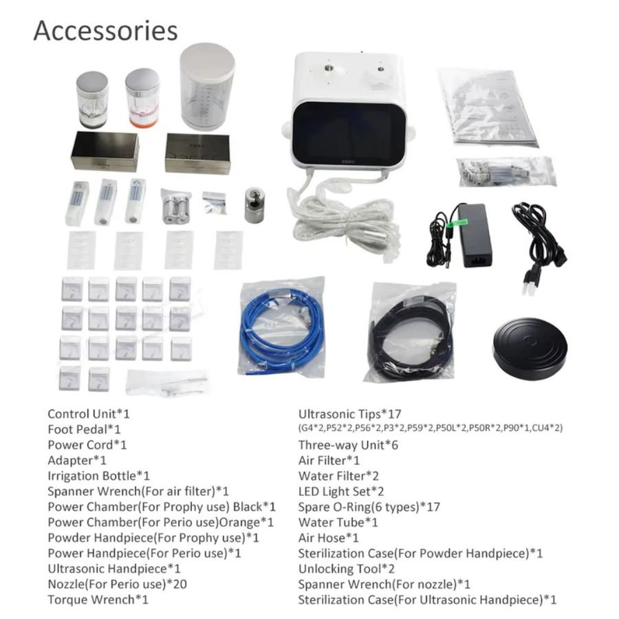 COXO PT Master 2in1 Dental-Ultraschall-Scaler – Luftpolier- und Skaliersystem mit 24–36 kHz Frequenz zur Plaque-Entfernung - Bild 2