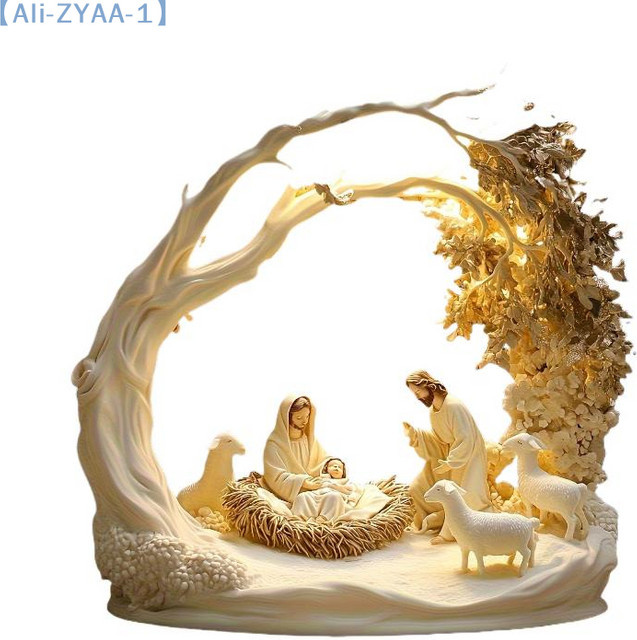 JETTING Desktop-Dekor Jesus und Baum des Lebens Statue aus Acryl in Beige - Bild 1