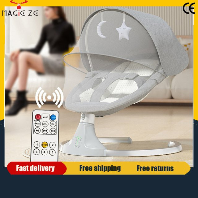Elektrische Babywiege von Magic ZC in Beige mit Bluetooth, Musik, weißem Rauschen und Timer-Funktion - Bild 1