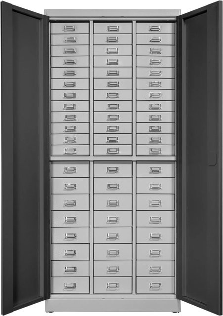 PROREGAL Schubladenschrank Chinchilla mit 60 Schubladen aus Metall in Lichtgrau und Anthrazitgrau, H x B x T: 179 x 80 x 41 cm - Bild 1