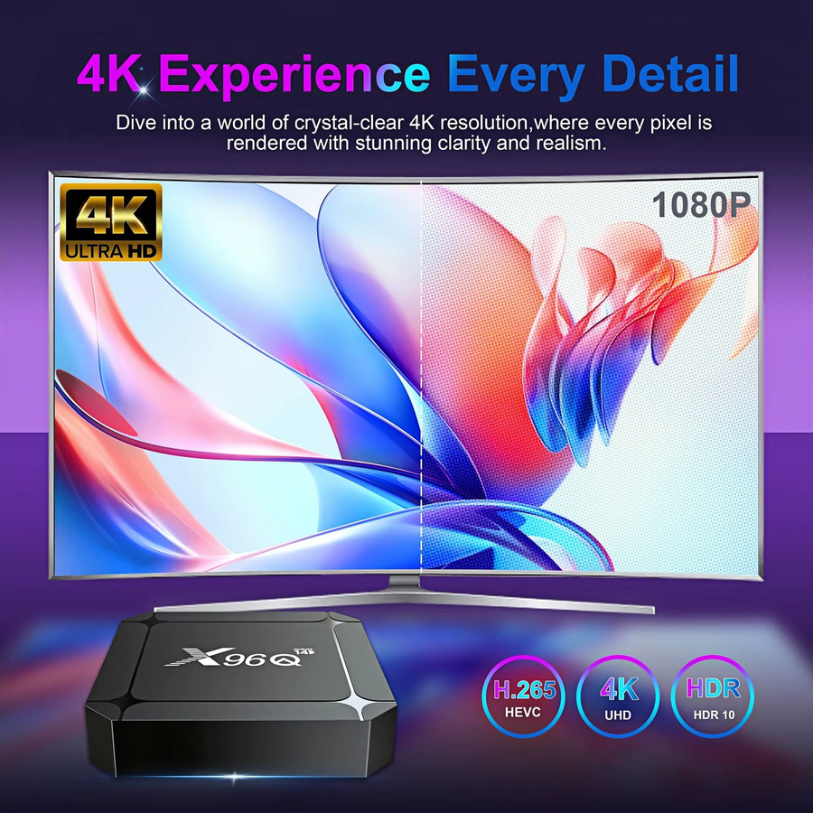 X96Q Android 14.0 TV-Box mit RK3518 Quad-Core, WiFi 6, Bluetooth 5.0 und 4K Ultra HD Smart Media Player in Schwarz - Bild 3