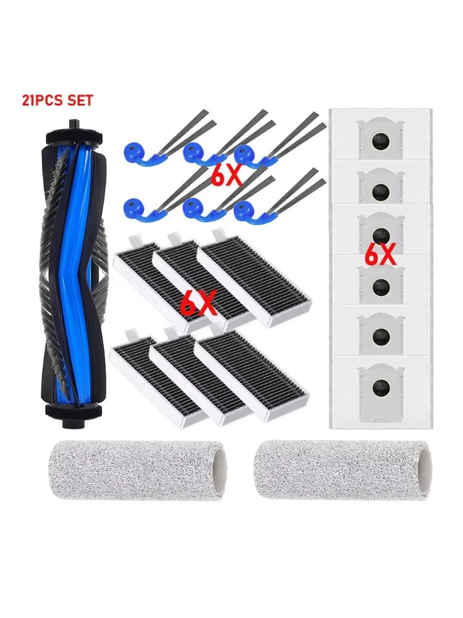 Ecovacs Ersatzteil-Set mit Hauptbürste, Seitenbürste, Staubbeutel und Rollmopp-Filter für X11 Pro, X11 PRO OMNI, X9 PRO OMNI, T80S und YEEDI S16 PLUS Roboterstaubsauger - Bild 3