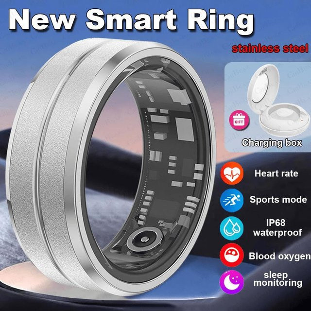 GLOBUS Smartring für Herren und Damen in Silber mit Herzfrequenz-, Blutsauerstoff- und Schlafmonitoring sowie Sport-Funktionen, wasserdicht, kompatibel mit Android und iOS - Bild 1
