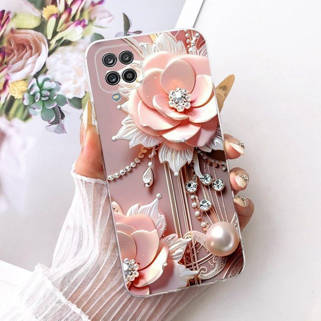 Samsung Galaxy A12 M12 F12 Handyhülle mit Schmetterlings-Design in Pink, weiche und dünne Schutzhülle für SM-A125F - Bild 1