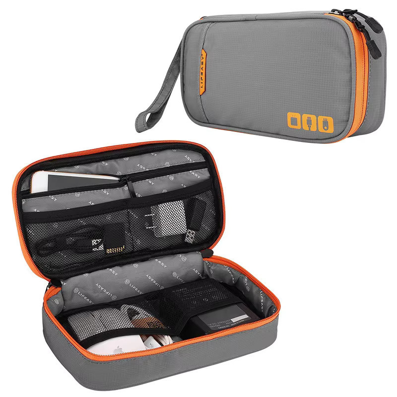 Multifunktionale Reise-Kabelaufbewahrung und Gadget-Organizer in Grau für USB-A und USB-C Kabel - Bild 3