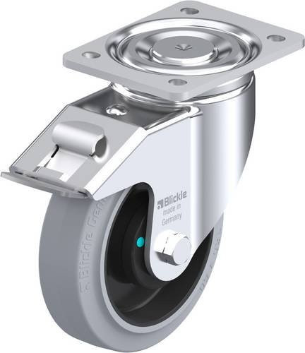 Blickle Lenkrolle LH-POEV 160KAD-FI-SG mit Feststeller, Rad-Durchmesser: 160 mm, Tragfähigkeit: 400 kg, Farbe: Grau/Schwarz/Silber - Bild 1
