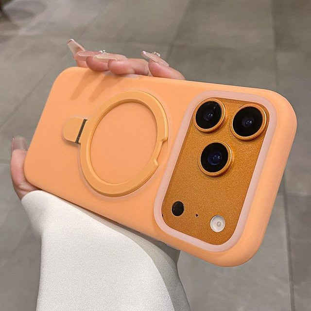 YULIN Flüssigsilikon Schutzhülle mit Magnetischem Halter Ständer für iPhone 16 17 Pro Max 14 13 Pro Max in Bonbonfarbe Multicolour - Bild 1