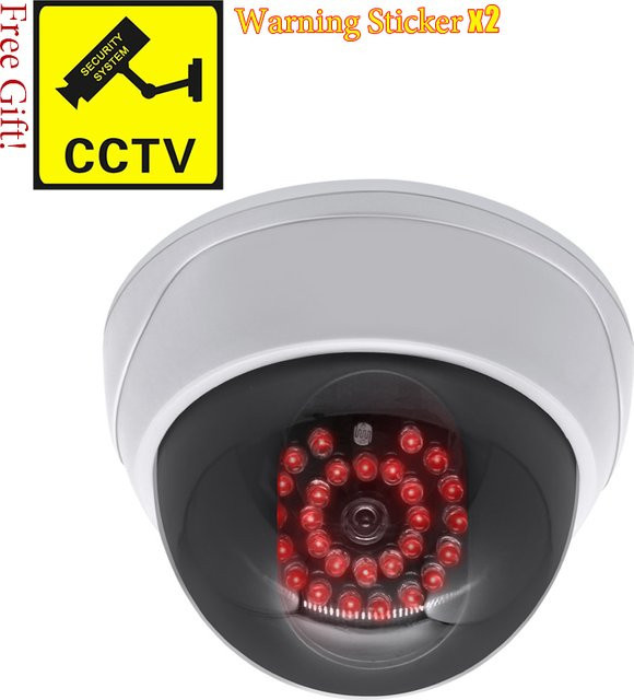 ELESECUR Dummy White Dome Kamera Set mit 28 Stück IR roten LEDs zur Simulation der Nachtsicht für dein Überwachungssicherheitssystem in Weiß - Bild 1