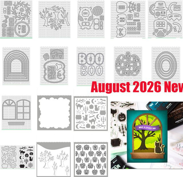Metall-Stanzformen für Scrapbooking und DIY-Grußkarten mit Girlanden, Kürbissen und Eicheln in Silber - Bild 1