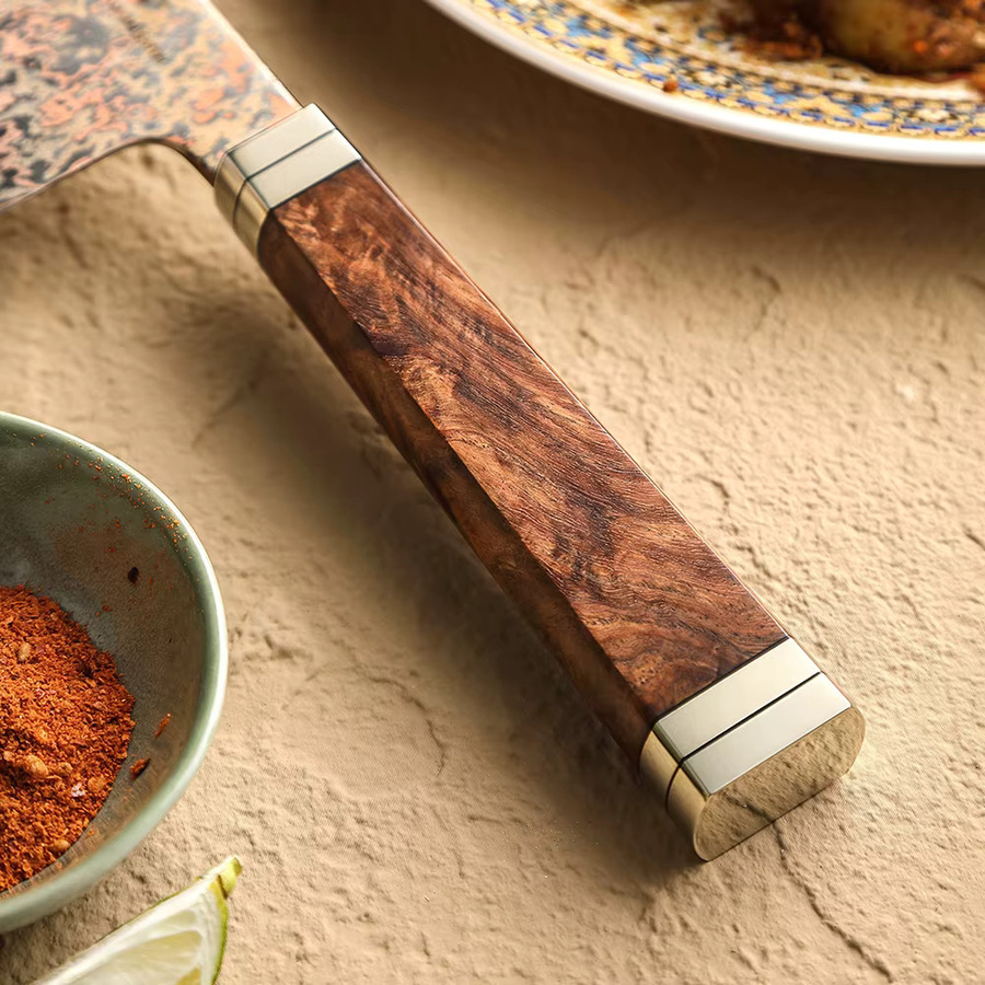 XINZUO Santoku-Messer aus 53 Lagen Damaststahl mit Padauk-Holzgriff und schwarzem G10-Griff, mehrfarbig - Bild 5