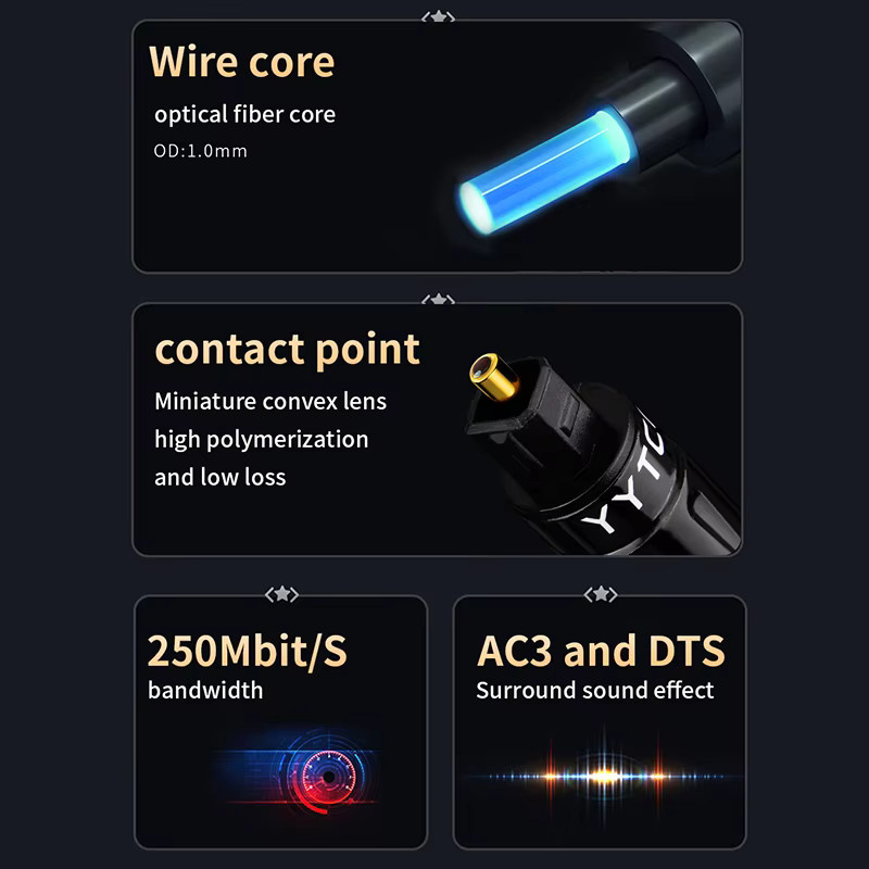 YYTCG Digitales optisches Toslink Audiokabel für HiFi-SPDIF, Schwarz - Bild 2