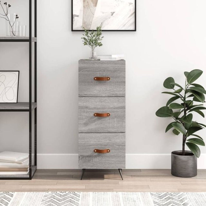 Modernes Sideboard Vidaxl in Grau Sonoma aus Holzwerkstoff und Metall, B/T/H: 34,5 x 34,5 x 90 cm - Bild 1