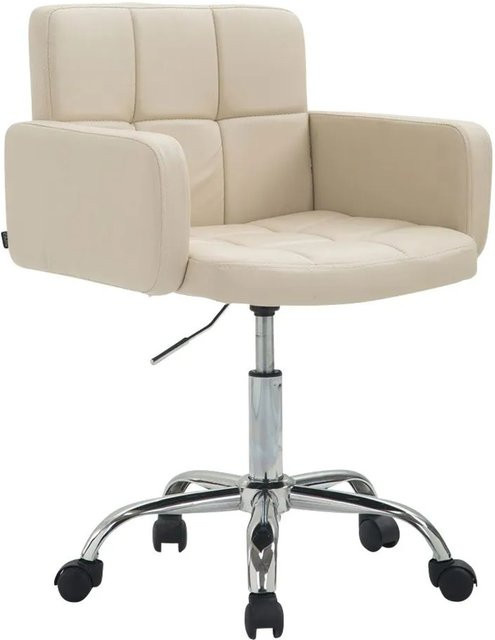 DELUKE Arbeitshocker ZÜRICH Drehhocker mit Rollen aus Kunstleder in Creme, B/T/H: 60 x 52 x 75 cm - Bild 1