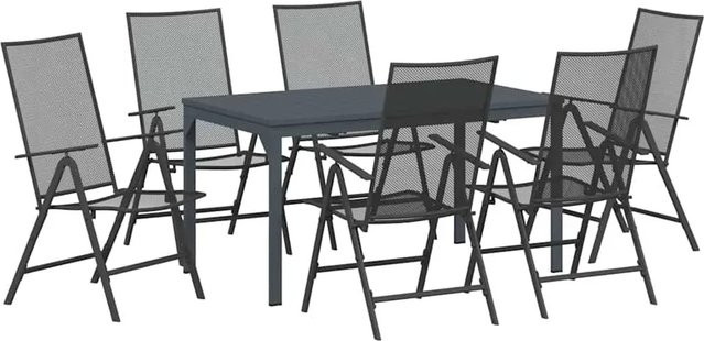 vidaXL Garten Essgruppe 7-teilig aus Stahl in Anthrazit mit ausziehbarem Tisch - Bild 1