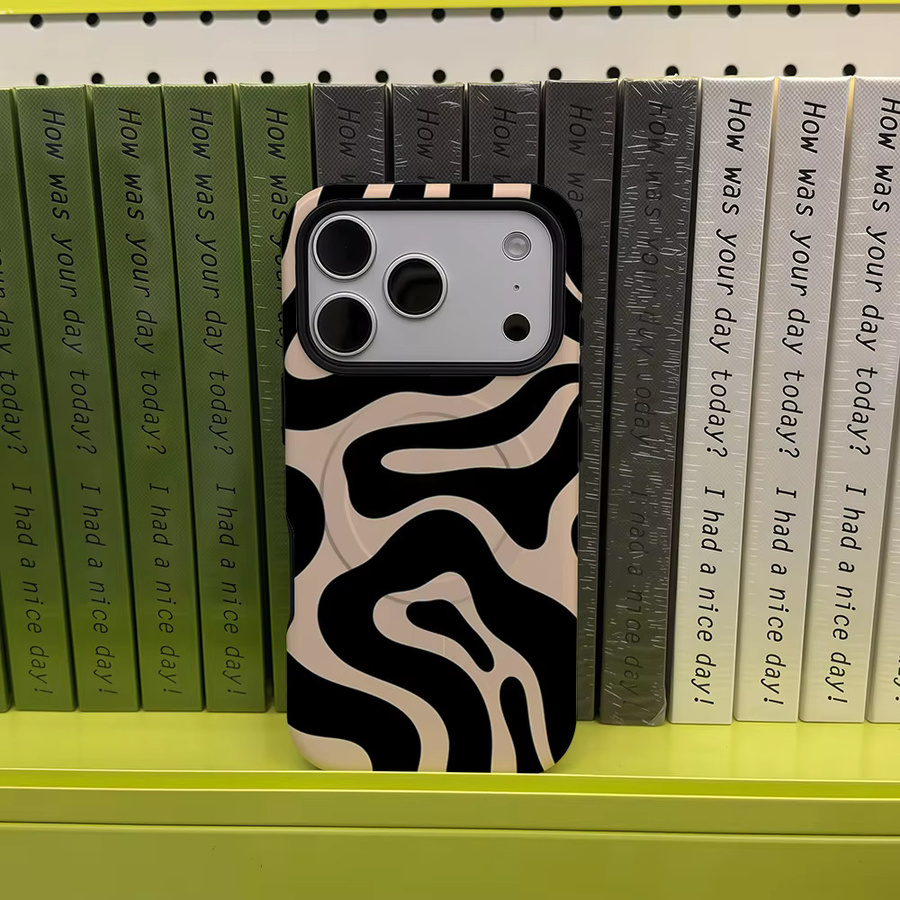 Potdemiel Robuste Magnetische Handyhülle mit abstraktem Wirbel-Design in Beige für iPhone 17 16 15 14 13 Pro Max Plus - Bild 3